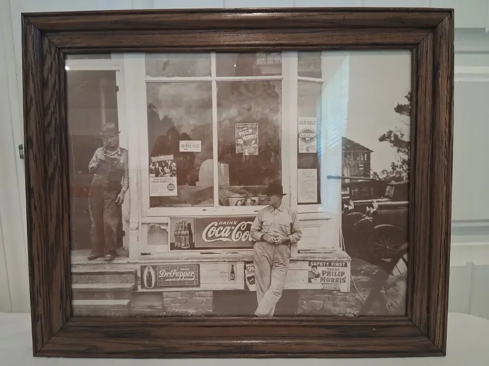 Modern Wood Framed Vintage Style B&W Photo Country Store Coca Cola Dr Pepper...
